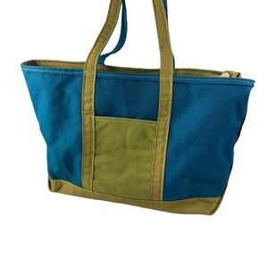 LL BEAN BOAT AND TOTE Large CANVAS BAG PURSE BLUE GREEN RARE COLORS